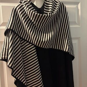Striped Black and White Poncho wrap